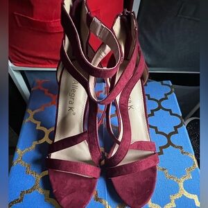Maroon strappy heels size 8
